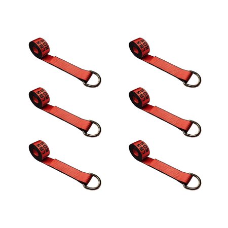 TIE 4 SAFE 2" x 10' Lasso Strap w/ D Ring Auto Tie Down Wheel Lift Tow Truck Trailer Red, 6PK TWS21-510-W27-R-C-6